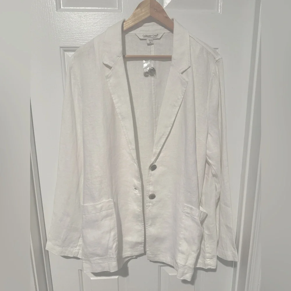 $128 Coldwater Creek Women's Boyfriend 2 Button Blazer Jacket White Size XL NWOT - Picture 9 of 10